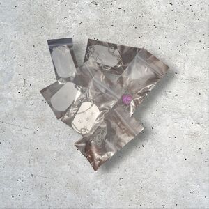 Silver and Pink Dog Tag Necklace Set - 6